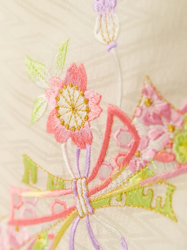 七五三(3歳女被布)HAPH849 白 花刺繍|鶸ﾌﾞﾙｰ 鞠