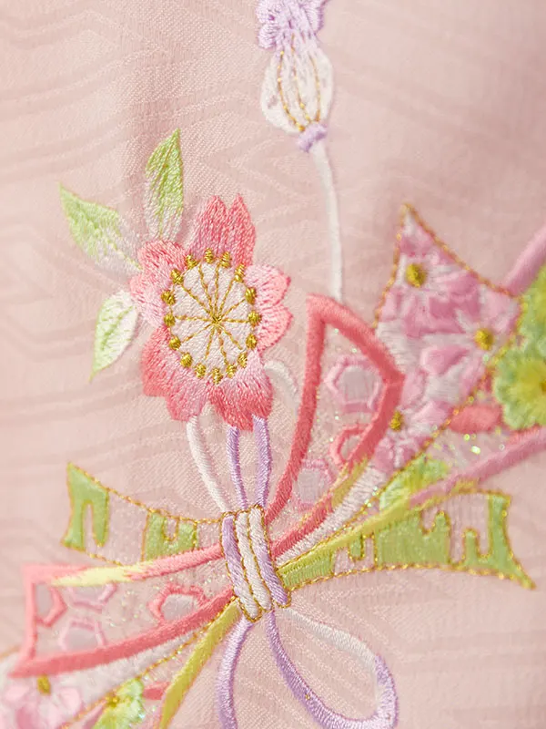 七五三(3歳女被布)HAPH852 ﾋﾟﾝｸ 花刺繍|ｸﾘｰﾑ 花丸