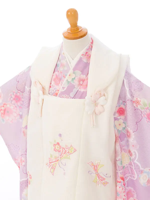 七五三(3歳女被布)HAPH853 白 花刺繍|藤 花丸
