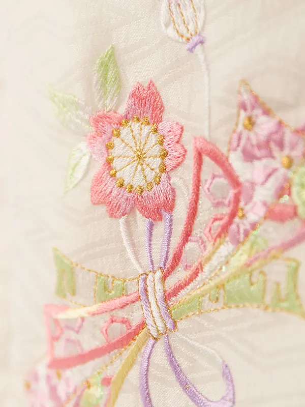 七五三(3歳女被布)HAPH853 白 花刺繍|藤 花丸