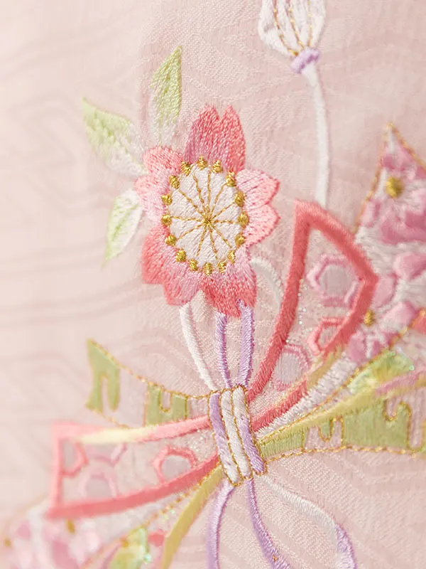 七五三(3歳女被布)HAPH854 ﾋﾟﾝｸ 花刺繍|ﾋﾟﾝｸ 花丸