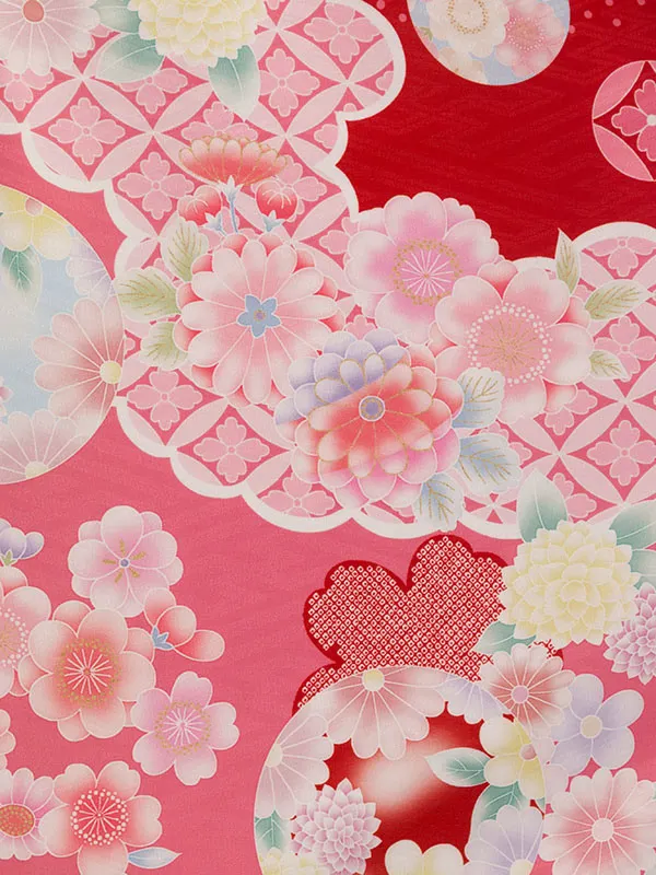 七五三(3歳女被布)HAPH856 白 花刺繍|赤花丸