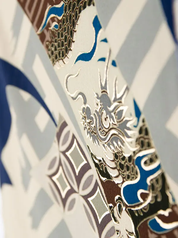 男児ｼﾞｭﾆｱ着物 BV-087  紺白|白 銀 市松に四君子袴