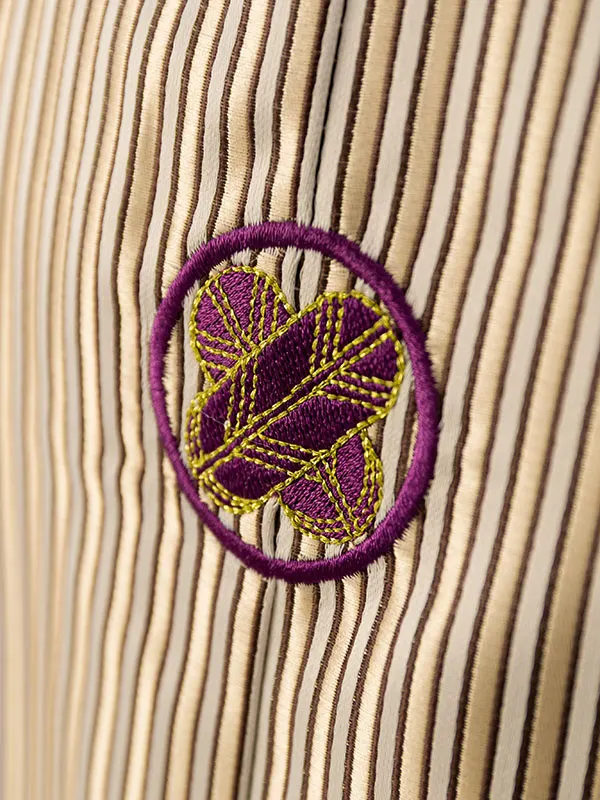 男児ｼﾞｭﾆｱ着物 BV-008A  ﾍﾞｰｼﾞｭ 金 縞|赤金袴