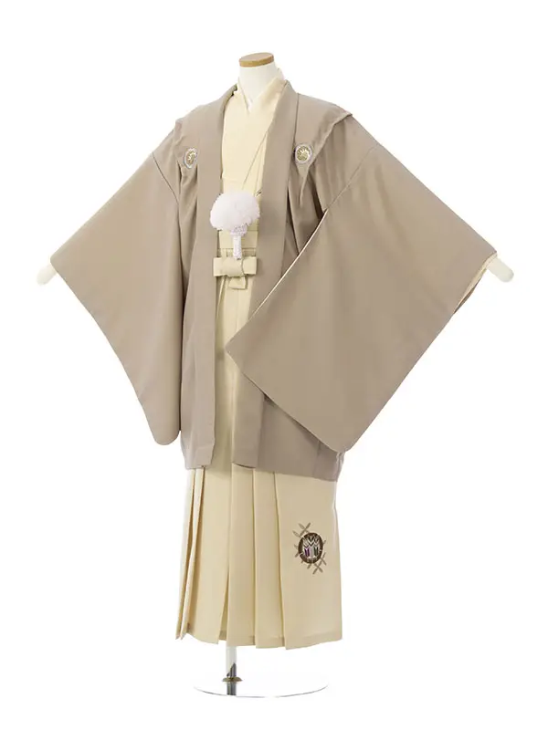 男児ｼﾞｭﾆｱ着物 HAQC150 ﾓｶ 刺繍紋|ｸﾘｰﾑ|ｱｲﾎﾞﾘｰ 刺繍