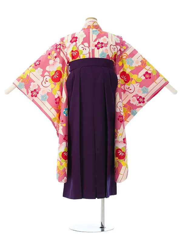 女児ｼﾞｭﾆｱ着物(袴) GR-046C_H171-21-2  ﾋﾟﾝｸ矢絣|紫