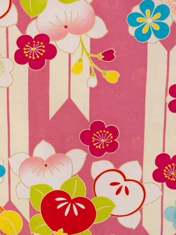 女児ｼﾞｭﾆｱ着物(袴) GR-046E_HEQG46E ピンク矢絣|ターコイズ