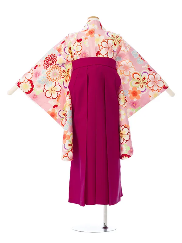 女児ｼﾞｭﾆｱ着物(袴) GR-069_H173-22-4 ﾋﾟﾝｸ地 桜梅菊