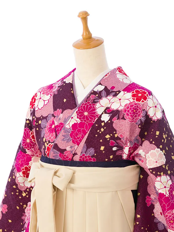 女児ｼﾞｭﾆｱ着物(袴) HERG109_HEQG109 紫 花玉|ｱｲﾎﾞﾘｰ