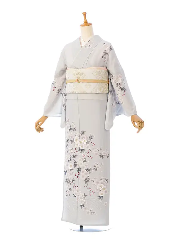 訪問着(夏) HDT5061 単衣 ｸﾞﾚｰ桜
