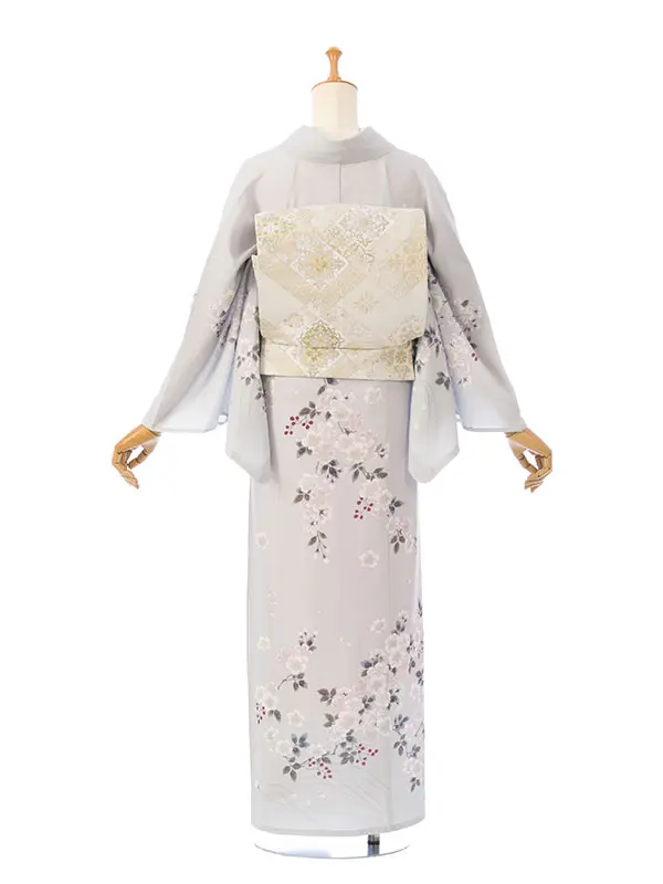 訪問着(夏) HDT5061 単衣 ｸﾞﾚｰ桜