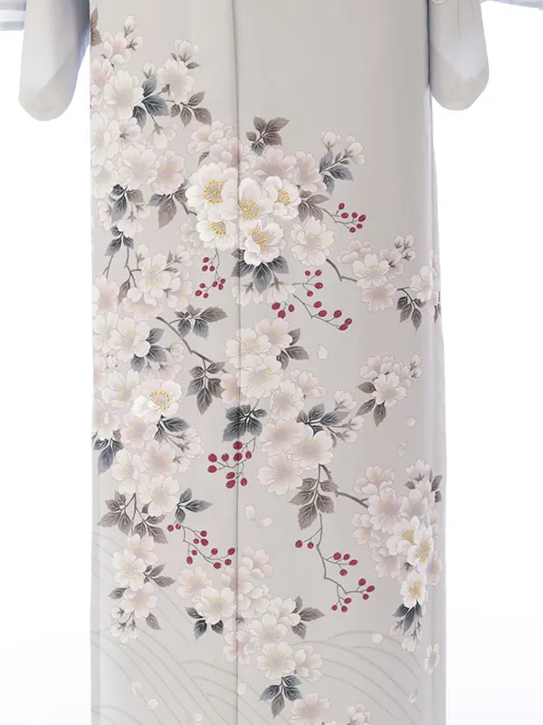 訪問着(夏) HDT5061 単衣 ｸﾞﾚｰ桜