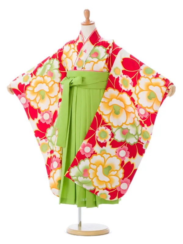 卒園袴 HAP7072 HGQ7072 白地 赤椿桜|ﾊﾟｽﾃﾙG