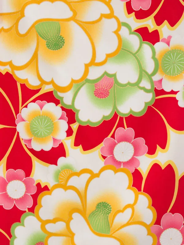 卒園袴 HAP7072 HGQ7072 白地 赤椿桜|ﾊﾟｽﾃﾙG