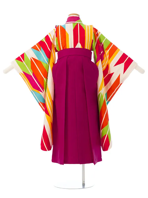 卒園袴 Y002 HGQY002 ｶﾗﾌﾙ矢絣|ﾛｰｽﾞ