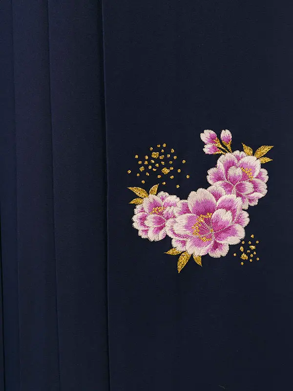 振袖袴 4S951 H83-26-1 ｵﾚﾝｼﾞﾗﾒ織ぼかし 八重桜|紺 桜99