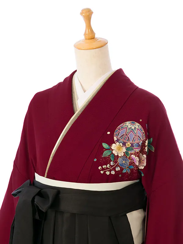 振袖袴 HAC3991 HDL3991 えんじ赤 裾紫辻が花|黒 95