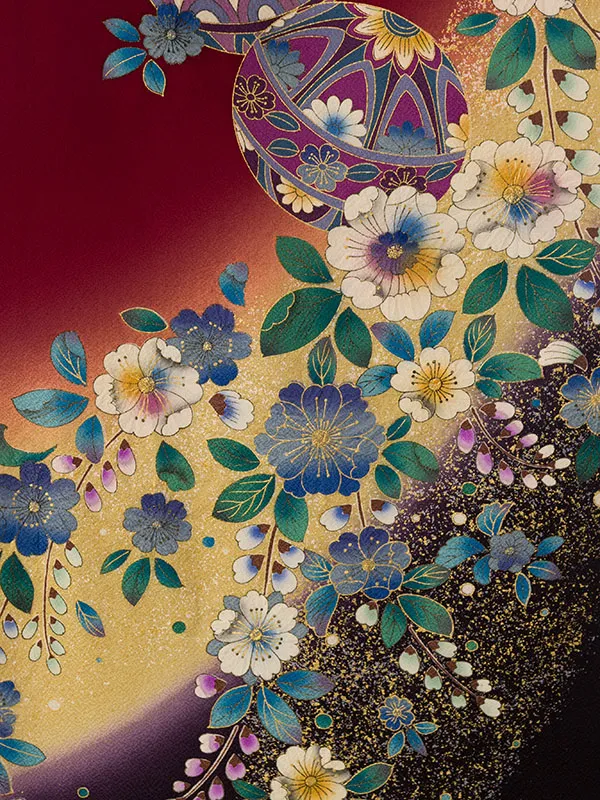 振袖袴 HAC3991 HDL3991 えんじ赤 裾紫辻が花|黒 95