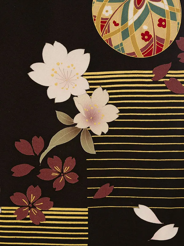 振袖袴 4S658_HDL4658 こげ茶 桜 手まり|からし95