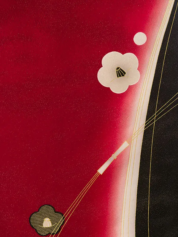 振袖袴 4S684 HDL4684 えんじ赤ﾗﾒ織 椿|黒99cm