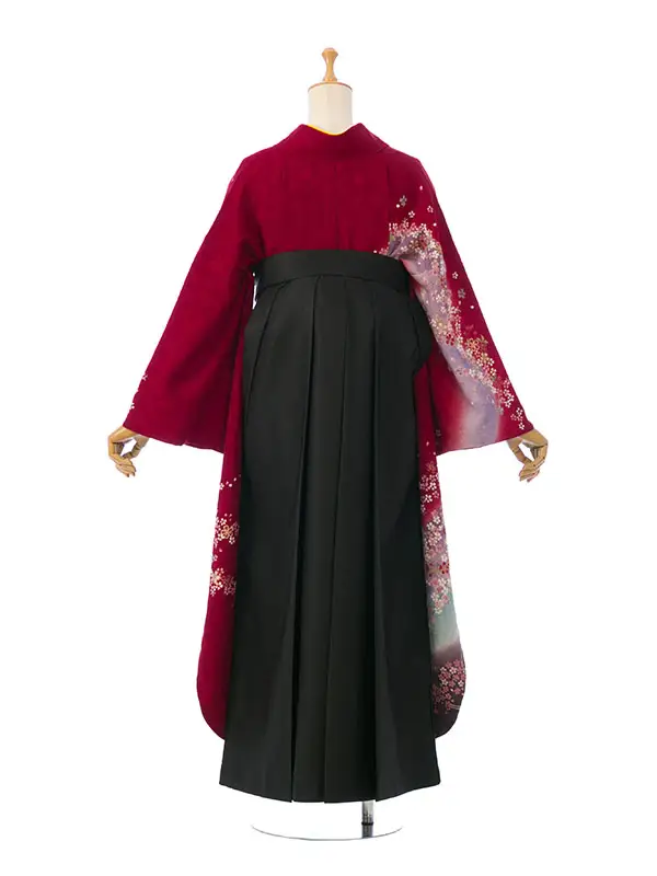 振袖袴 4S882 HDL4882 赤 桜地紋|黒99