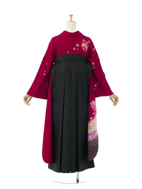 振袖袴 4S883 HDL4883 ｴﾝｼﾞ 桜地紋 |黒99cm