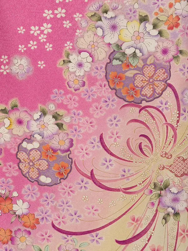 振袖袴 5S225 HDL5225 濃ﾋﾟﾝｸ 大菊 雪輪|ｱｲﾎﾞﾘｰ95