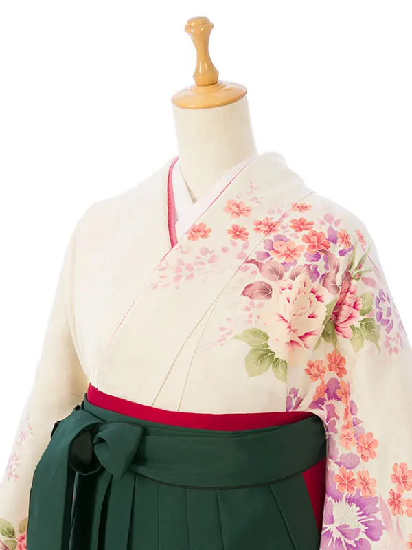 振袖袴 5S640 HDL5640 白地 紫ぼかし 薔薇|ｸﾞﾘｰﾝ99