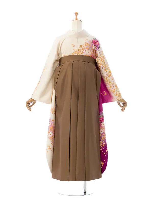 振袖袴 5S779 HDL5779 白/紫染め分け|茶95cm