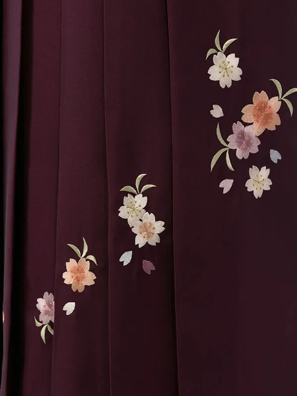 振袖袴 6S014 E-H005-25-7 白地 裾ﾋﾟﾝｸ 牡丹|ﾜｲﾝ 95