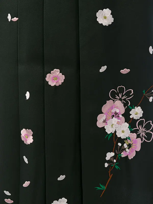 振袖袴 6S316 H009-250 赤地ﾗﾒ織 熨斗に雪輪|緑 桜刺繍95