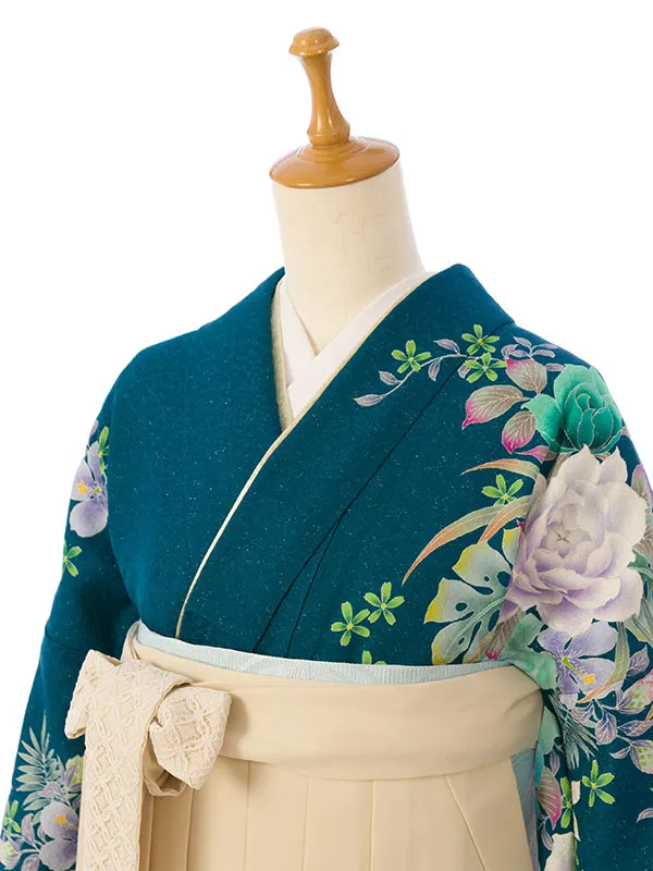 振袖袴 7S084 HDL7084 青緑ラメ織|ｱｲﾎﾞﾘｰ91