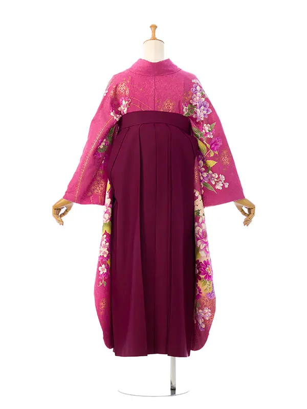 振袖袴 7S149 HDL7149 ﾋﾟﾝｸ地 牡丹 ｽｽﾞﾗﾝ薔薇|えんじ91