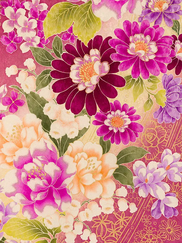 振袖袴 7S149 HDL7149 ﾋﾟﾝｸ地 牡丹 ｽｽﾞﾗﾝ薔薇|えんじ91