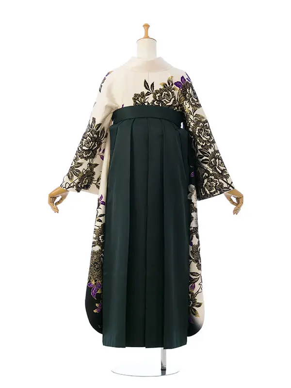 振袖袴 7S441 HDL7441 黒地白ぼかし 金彩 薔薇|ｸﾞﾘｰﾝ95