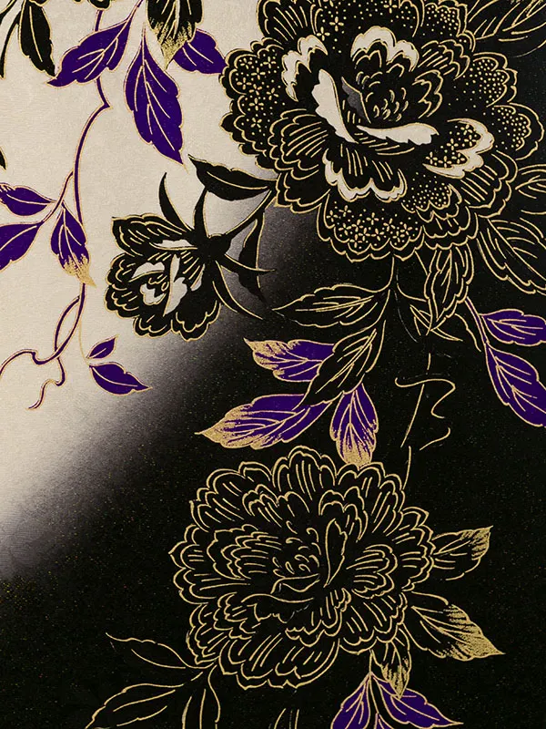 振袖袴 7S441 HDL7441 黒地白ぼかし 金彩 薔薇|ｸﾞﾘｰﾝ95