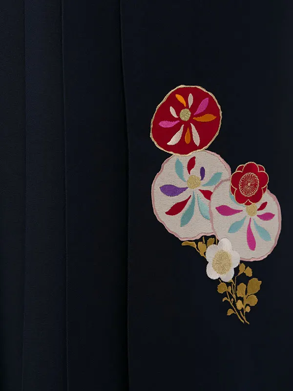 振袖袴 HACJ224 H212-25-10 黄色椿梅藤|紺袴 万寿菊刺繍 95