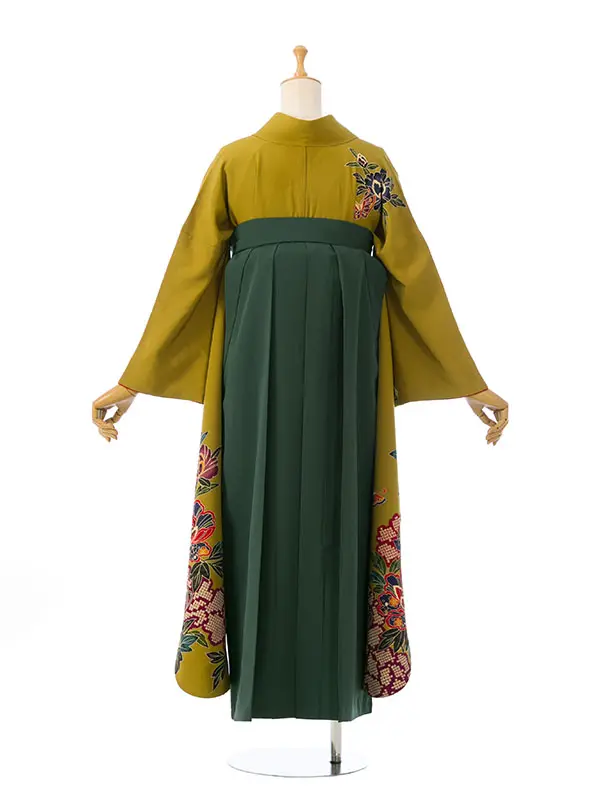 振袖袴 3S885 HDLX747 柳緑色 紅型|ｸﾞﾘｰﾝ95