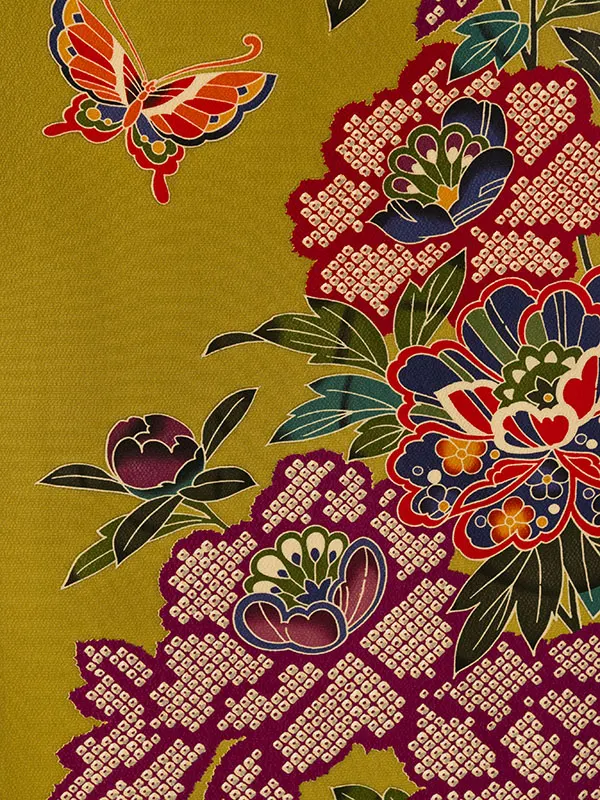 振袖袴 3S885 HDLX747 柳緑色 紅型|ｸﾞﾘｰﾝ95