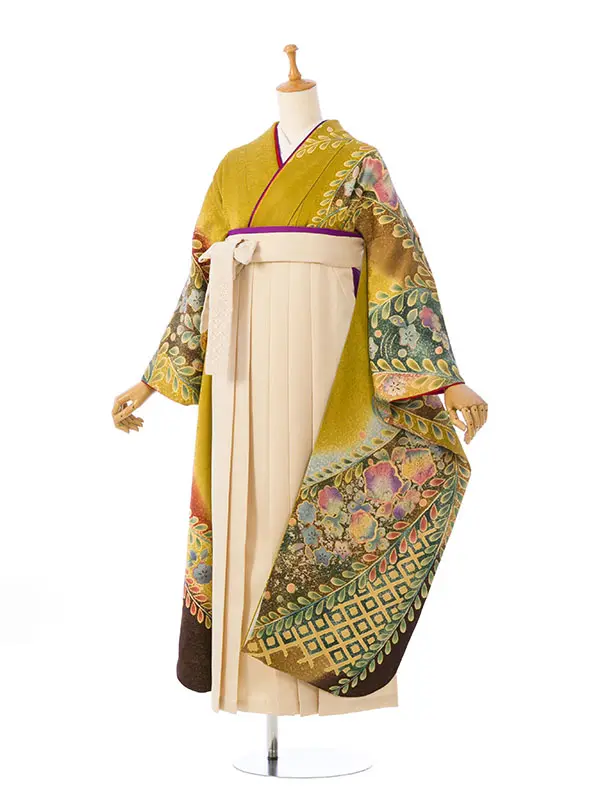 振袖袴 4S433 HDLX849 からし茶色ぼかし|ｱｲﾎﾞﾘｰ95