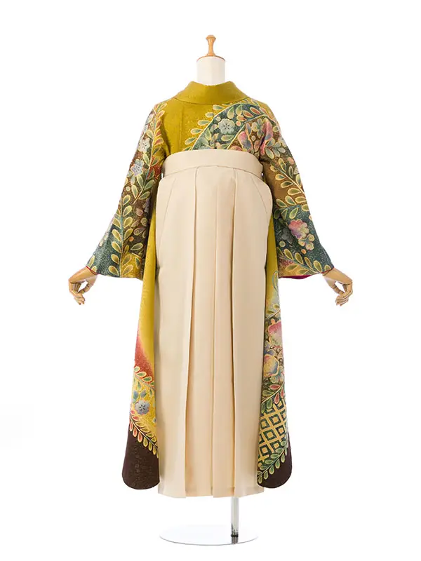 振袖袴 4S433 HDLX849 からし茶色ぼかし|ｱｲﾎﾞﾘｰ95