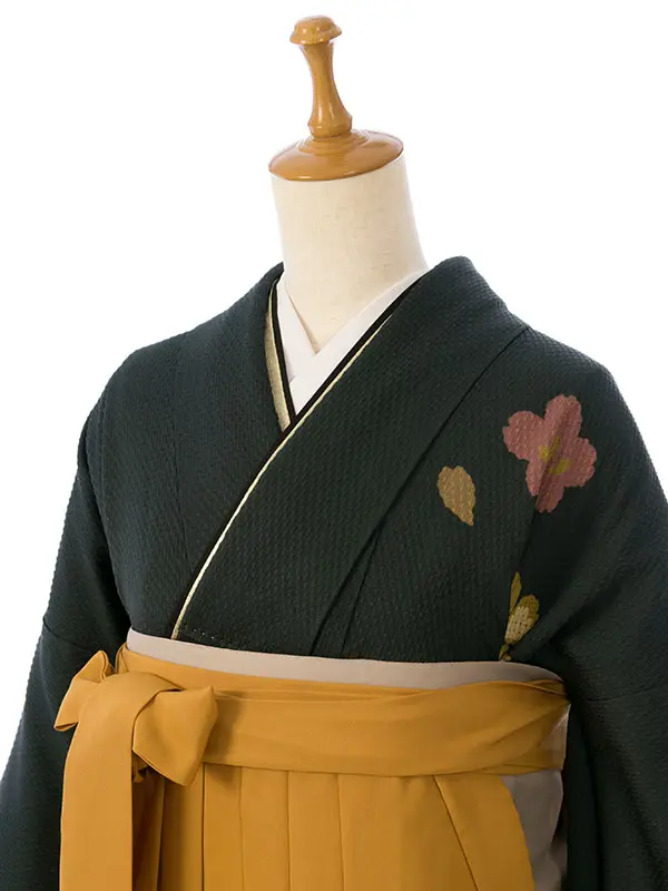 振袖袴 4S489 HDLX869 鉄紺色 蝶|からし 桜刺繍95