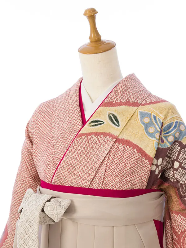 振袖袴 4S691 HDLX919 ｻｰﾓﾝﾋﾟﾝｸ 総絞り|ﾍﾞｰｼﾞｭ91