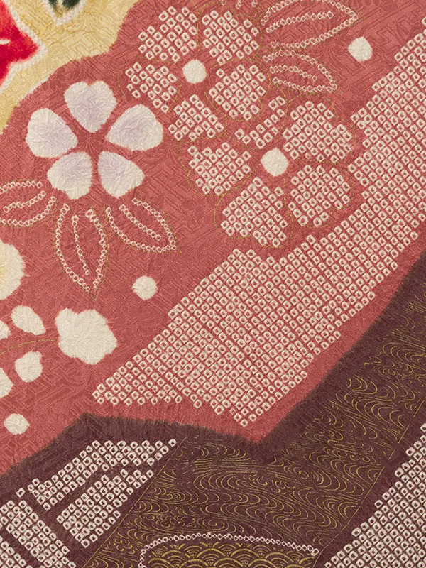 振袖袴 4S691 HDLX919 ｻｰﾓﾝﾋﾟﾝｸ 総絞り|ﾍﾞｰｼﾞｭ91