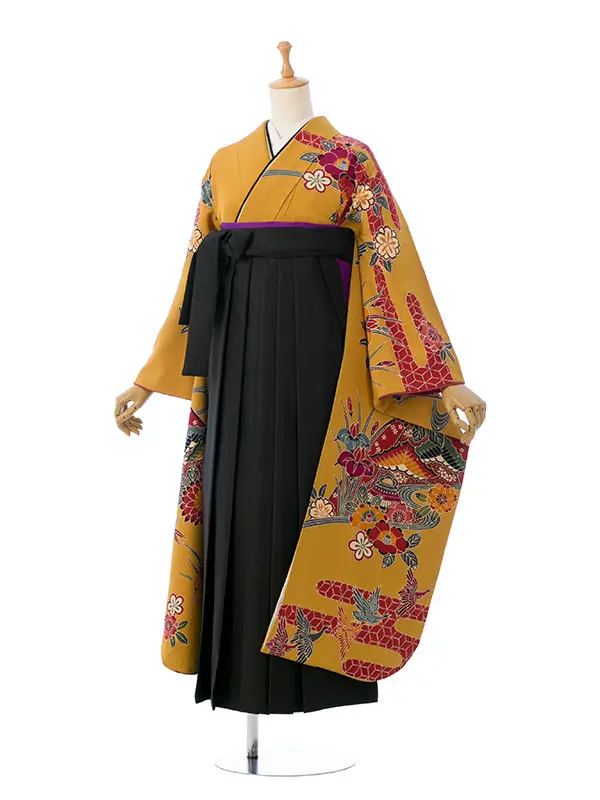 振袖袴 4S744 HDLX932 からし 紅型|黒95