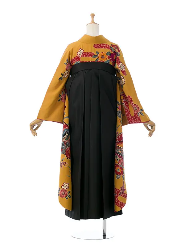 振袖袴 4S744 HDLX932 からし 紅型|黒95