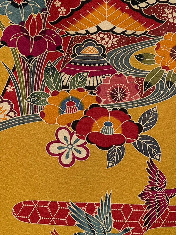 振袖袴 4S744 HDLX932 からし 紅型|黒95