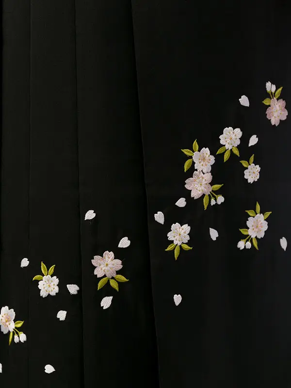 振袖袴 5S271 H057-26-3 赤地 雪輪に桜菊|ｸﾞﾚｰぼかし99