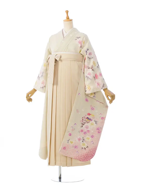 振袖袴 5S277 HDLY043 白地 裾ﾋﾟﾝｸぼかし|ｱｲﾎﾞﾘｰ91