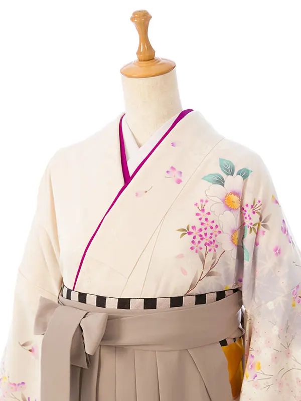 振袖袴 5S403 HDLY082 白地/薔薇ﾌﾞｰｹ |ﾓｶ99cm